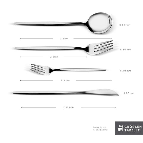 Karaca Bella Edelstahl V2 24-teiliges Besteckset für 6 Personen – Silber