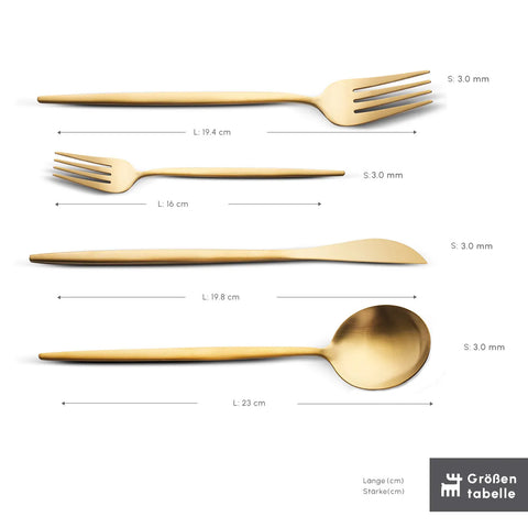 Karaca Bella V2 24-teiliges Besteckset für 6 Personen – Matte Gold