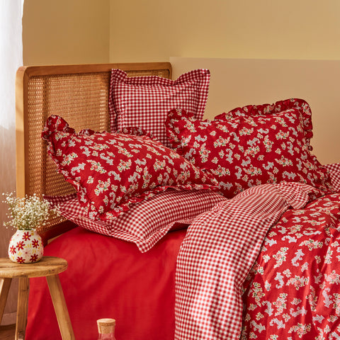 Karaca Home Carlo Doppel Bettwäscheset 100% Baumwolle Rot 200x220 Cm