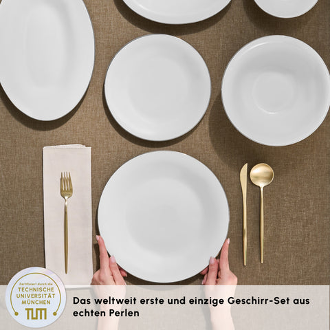 Karaca Fine Pearl Fame 58-teiliges Tafelservice für 12 Personen, Platin