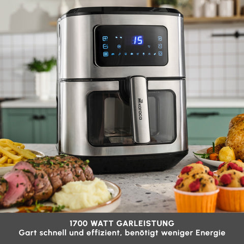 Karaca Multifry Inox XXL 7 Liter Airfryer mit digitalem Glasfenster