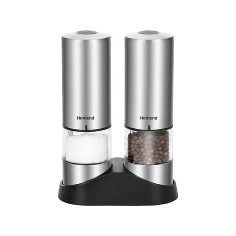 Homend Grindgo 6003 2-teiliges Wiederaufladbares Gewürzmühlen-Set, Inox