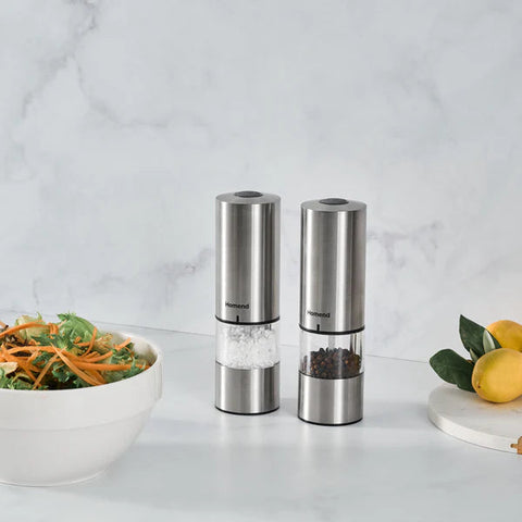 Homend Grindgo 6003 2-teiliges Wiederaufladbares Gewürzmühlen-Set, Inox