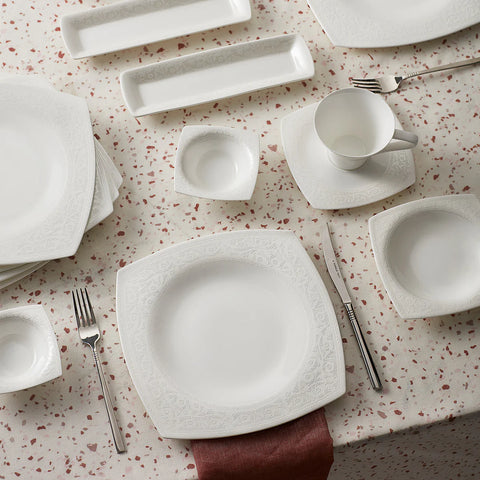 Karaca Fine Pearl Roma 26-Teiliges 6-Personen Frühstücksset Quadrat