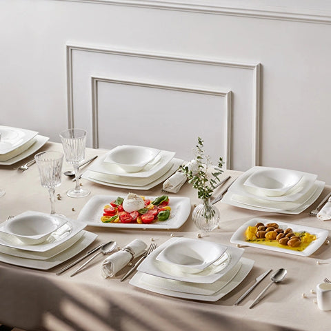 Karaca Fine Pearl Helen 58-teiliges Tafelservice für 12 Personen