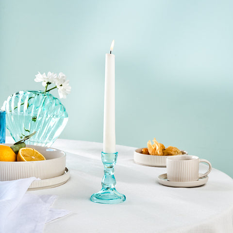 Karaca Home Marine Glass Candle Holder, Turquoise