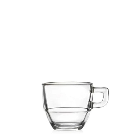 RCR Caffè 6-Piece Glass Espresso Coffee Cup Set for 6 People, 80 ml, Clear