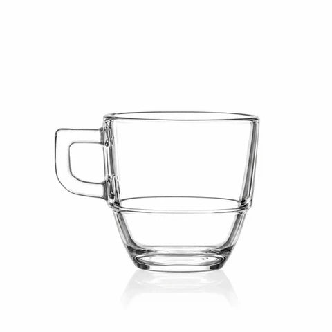 RCR Caffè 6-Piece Glass Moka Espresso Cup Set for 6 People, 120 ml, Clear