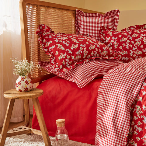 Karaca Home Carlo Doppel Bettwäscheset 100% Baumwolle Rot 200x220 Cm